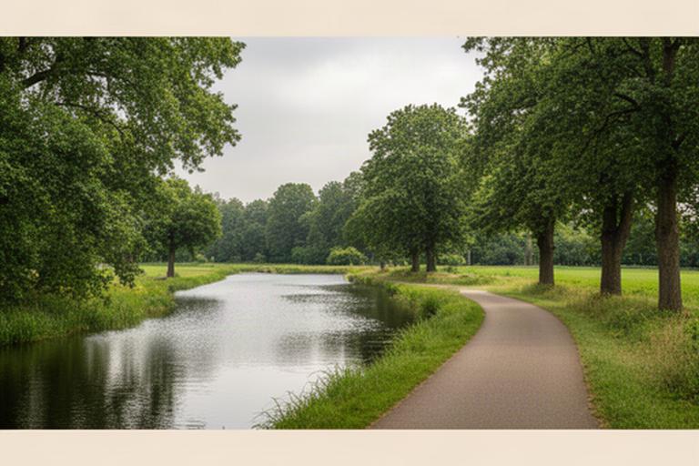 Groene omgeving langs de Heeswijksche kade in IJsselstein met water, bomen en een rustig fietspad